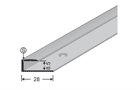 Gleitabschlussprofil für Laminat, 1-teilig, gerillt, silber elox., 8.5 mm, Länge: 2.7 m