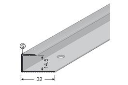 Gleitabschlussprofil für Parkett, 1-teilig, gerillt, silber elox., 14.5 mm, Länge: 2.7 m