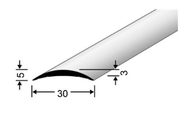 Hohlflachprofil, sand elox., selbstklebend, 30x5 mm, Länge: 2.7 m