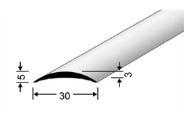 Hohlflachprofil, sand elox., selbstklebend, 30x5 mm, Länge: 2.7 m