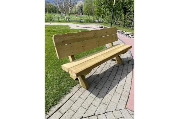 Holz, Garten - Sitzbank, mit geschwungener Lehne, imprägniert, fertig montiert