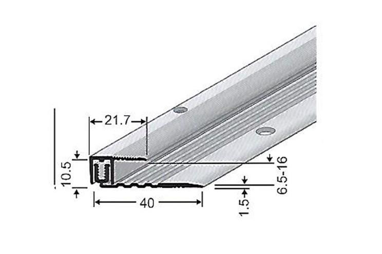 PPS Abschlussprofil, 2-teilig, für Laminat+Parkett, sand elox., 6.5-16 mm, Länge: 2.7 m