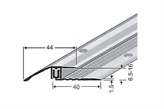 PPS Anpassprofil, 2-teilig, für Laminat+Parkett, silber elox., 6.5-16 mm, Länge: 2.7 m