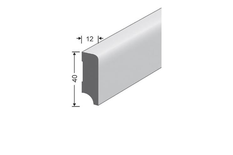Sockelleisten Kiefer weiss RAL 9016, massiv, parallel, 40/12 mm