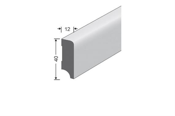 Sockelleisten Kiefer weiss RAL 9016, massiv, parallel, 40/12 mm