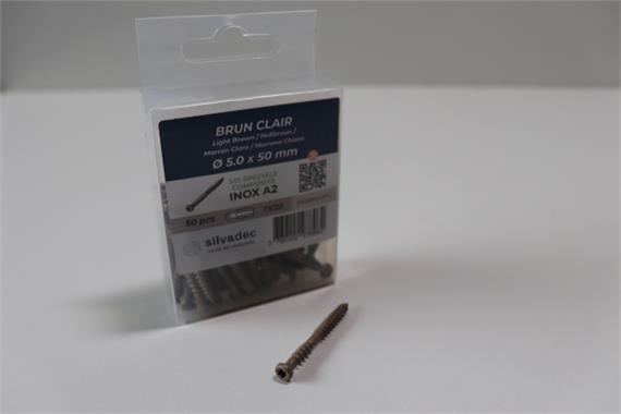 Spezialschrauben mit Hellbraun eingefärbtem Kopf, Pkt. à 50 Stk.